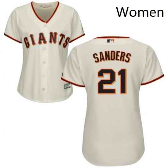 Womens Majestic San Francisco Giants 21 Deion Sanders Replica Cream Home Cool Base MLB Jersey